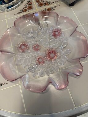 vintage Mikasa "Rosella" pattern crystal serving piece